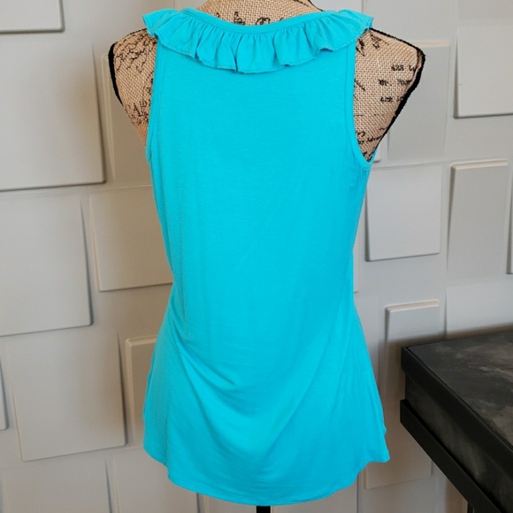 GNW tank top blue ruffle neckline racer back❤️Host Pick❤️ Size Medium - Picture 4 of 4